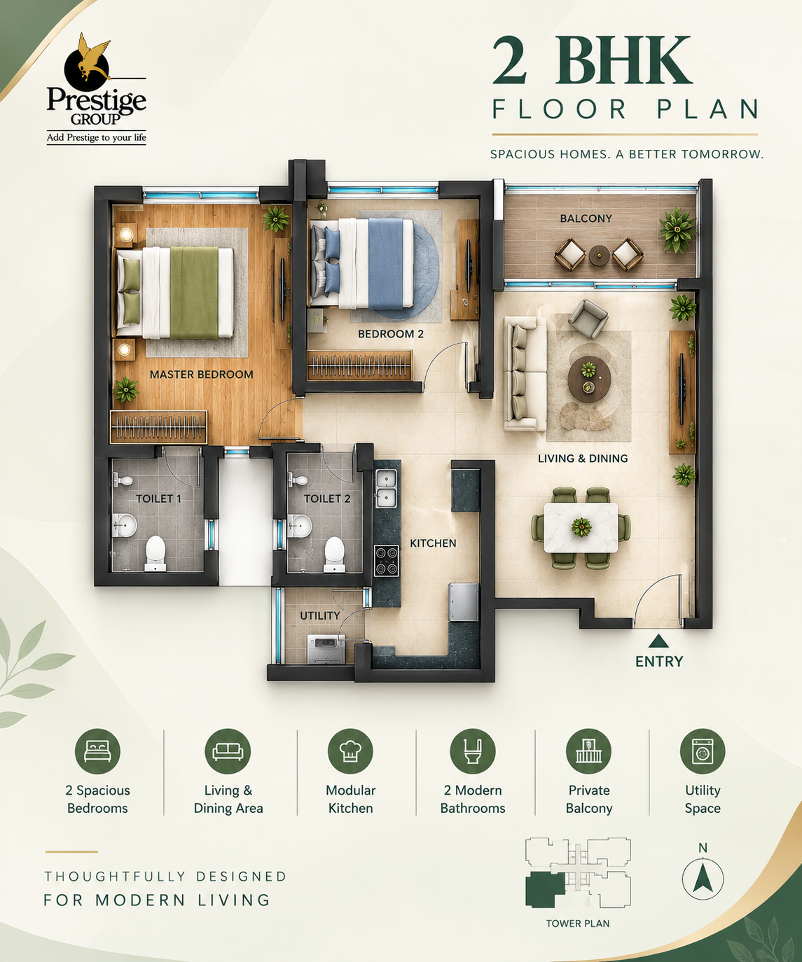 2 BHK Floor Plan